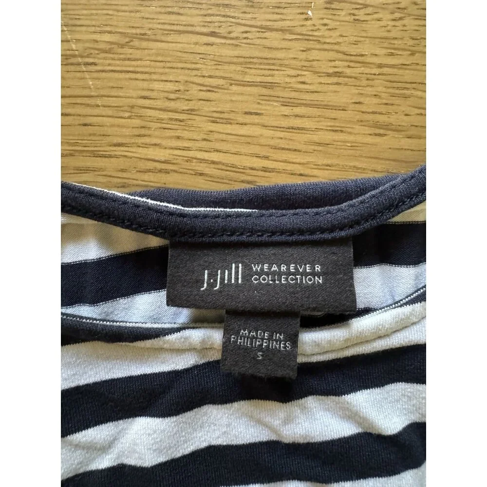 J Jill Wearever Collection Women Size Small Striped 3/4 Sleeve‎ Shirt Stretch